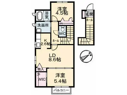 バレモレラ(2LDK/2階)の間取り写真