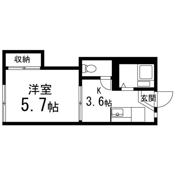 フラワーハイツA(1K/2階)の間取り写真