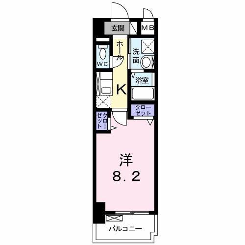ブライクT27(1K/4階)の間取り写真