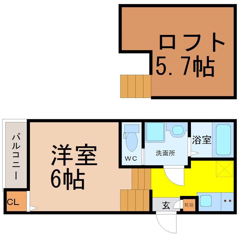 クレーシェレ瑞穂(1SK/1階)の間取り写真