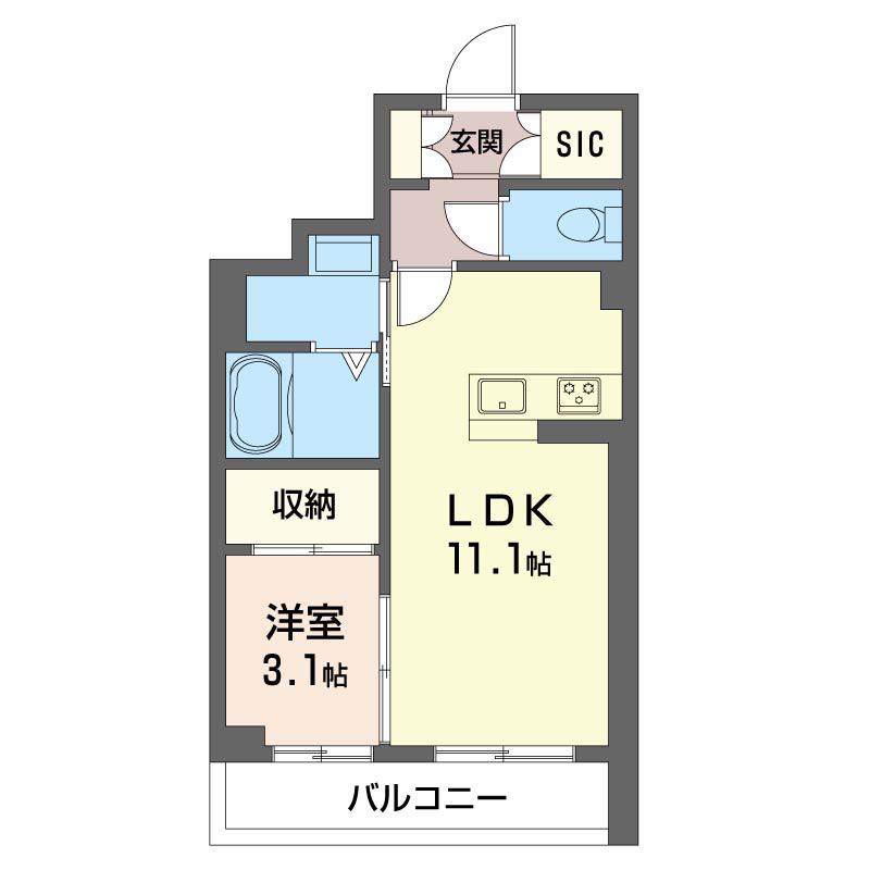 グランシャリオ東菅野(1LDK/2階)の間取り写真