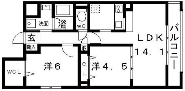 メルヴェーユ藤井寺(2LDK/3階)の間取り写真