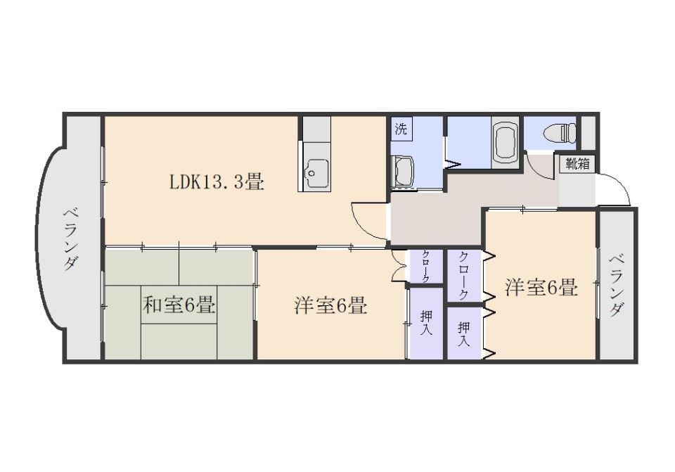 グリーンヒル(3LDK/3階)の間取り写真