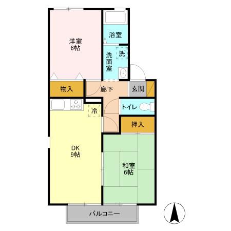 メゾンブランシェA(2DK/1階)の間取り写真