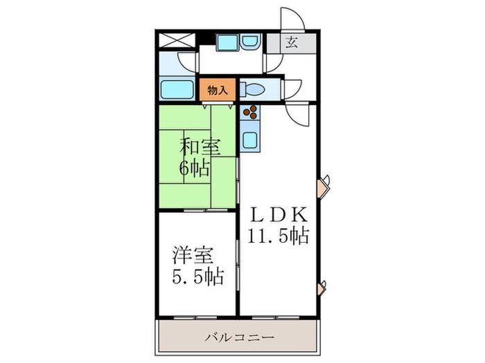 DU四条(2LDK/5階)の間取り写真