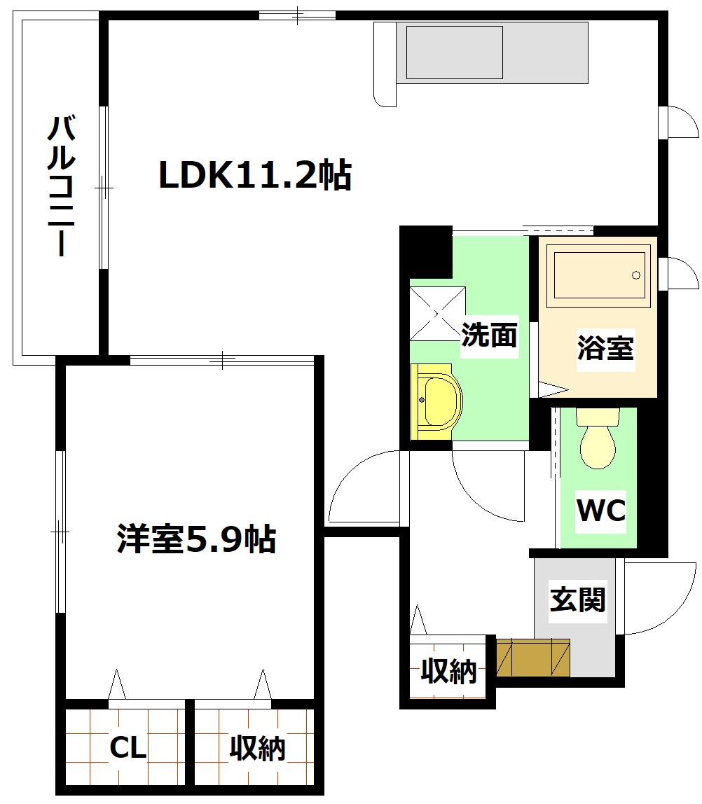 サンシャインC(1LDK/1階)の間取り写真