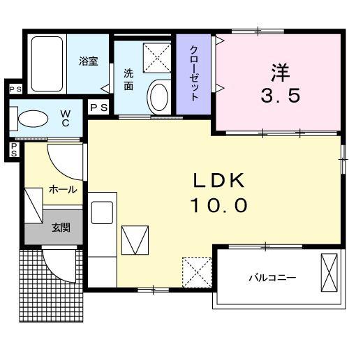 BELL(1LDK/1階)の間取り写真
