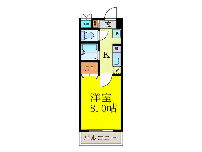 江坂ニュー白百合(1K/6階)の間取り写真