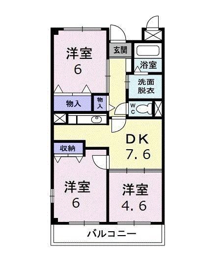 エスポワール吉田(3DK/2階)の間取り写真