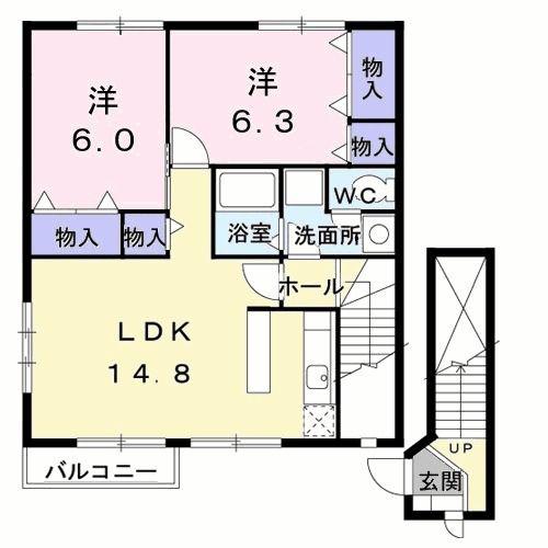エクセレント・川田(2LDK/2階)の間取り写真