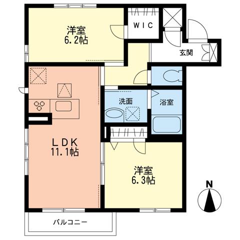 パラドール(2LDK/1階)の間取り写真