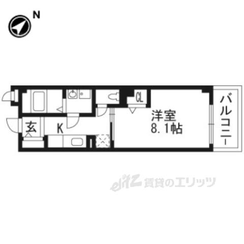 CASA桂徳(1K/2階)の間取り写真