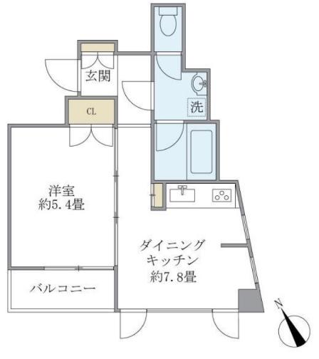 CASA文京動坂(1DK/8階)の間取り写真