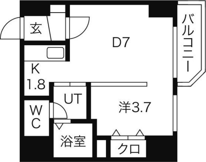 レジデンスタワー札幌(1LDK/4階)の間取り写真