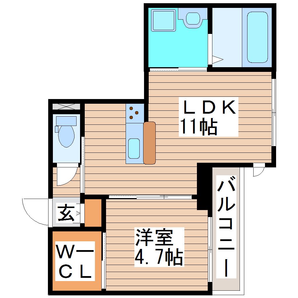 シャーメゾンSKIII(1LDK/2階)の間取り写真