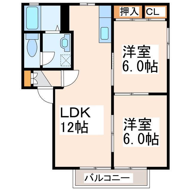 サンライズI(2LDK/2階)の間取り写真