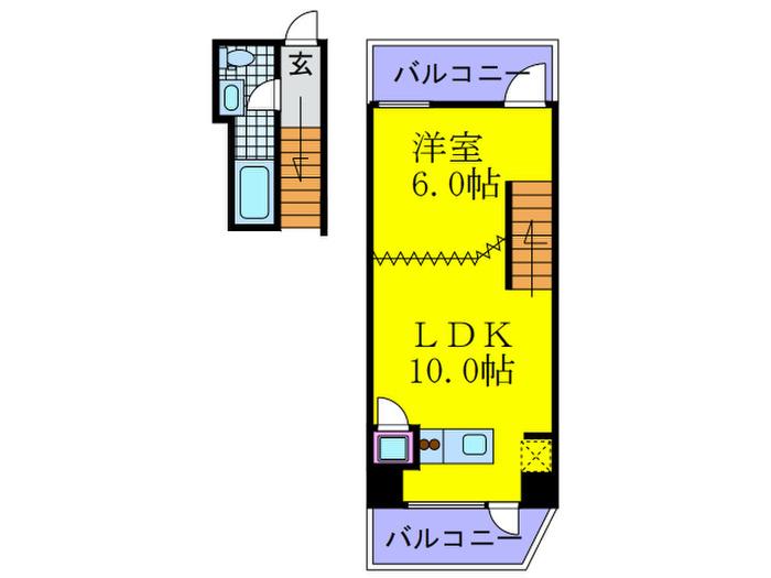 ベルニーニ南森町(1LDK/4階)の間取り写真