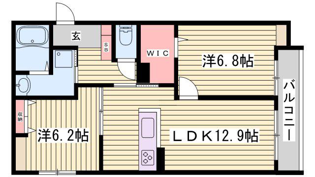 クロスウェル(2LDK/1階)の間取り写真