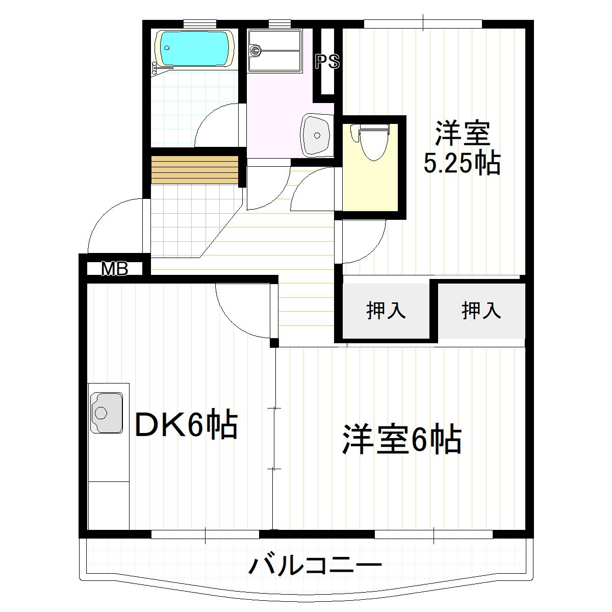 パークサイドSSK(2DK/3階)の間取り写真