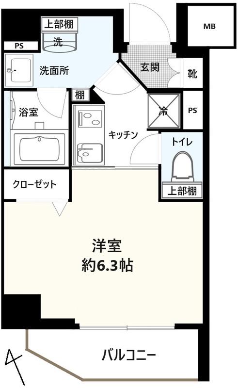 ルフレ イムーブル立川(1K/5階)の間取り写真