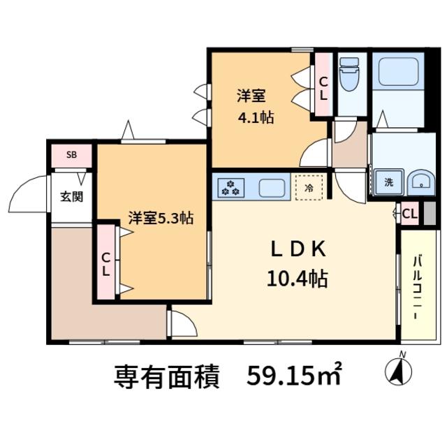 サニーヒルズ清水坂(2LDK/2階)の間取り写真