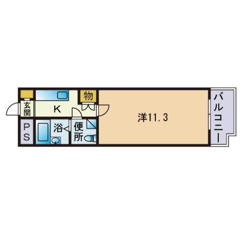 リュージュ飯倉(1K/5階)の間取り写真
