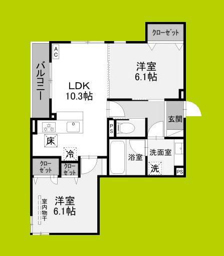 カーサ・プレッツァ豊里(2LDK/2階)の間取り写真