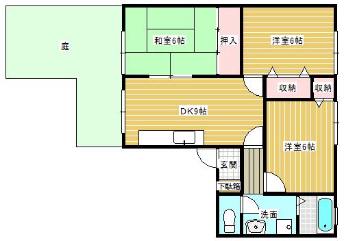 ウィンディア穴生(3LDK/1階)の間取り写真