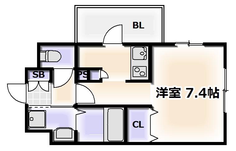 エスライズ難波(ワンルーム/3階)の間取り写真