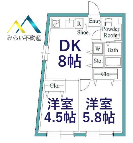 ティーエッジ鶴見中央(2DK/2階)の間取り写真