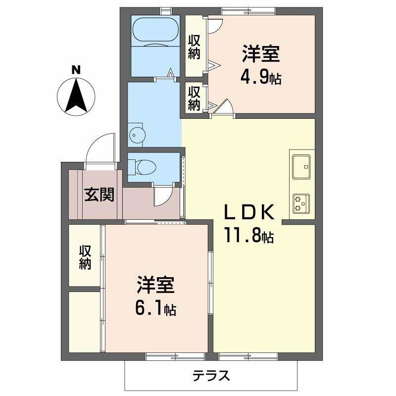 キタフレンズ(2LDK/1階)の間取り写真