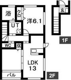 サンローズ(1LDK/2階)の間取り写真