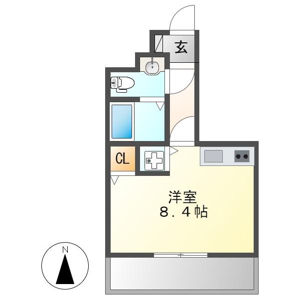 リベール名駅南(1K/7階)の間取り写真