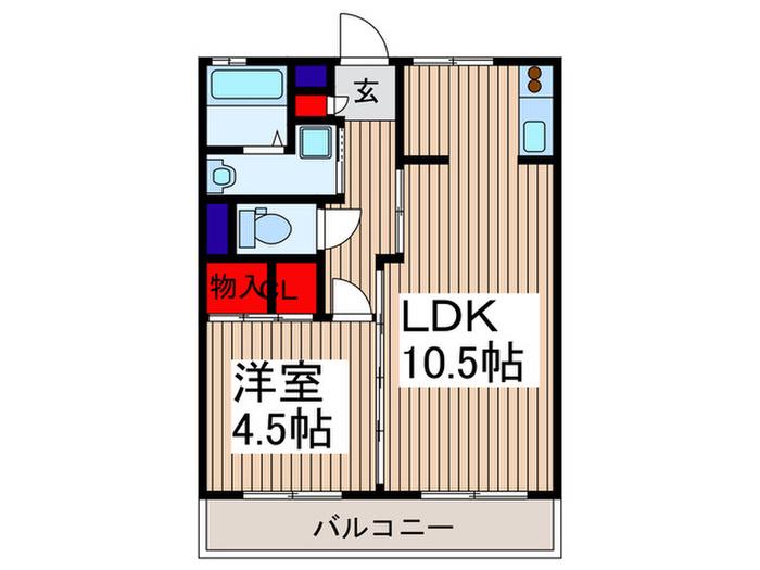 浦和根岸団地(1LDK/3階)の間取り写真