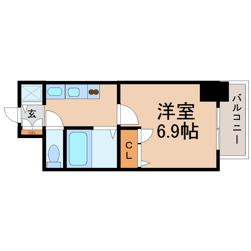 プレサンスSAKAEリバースタイル(1K/3階)の間取り写真