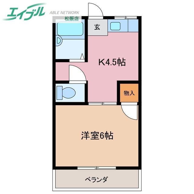 ルメーラ(1K/2階)の間取り写真