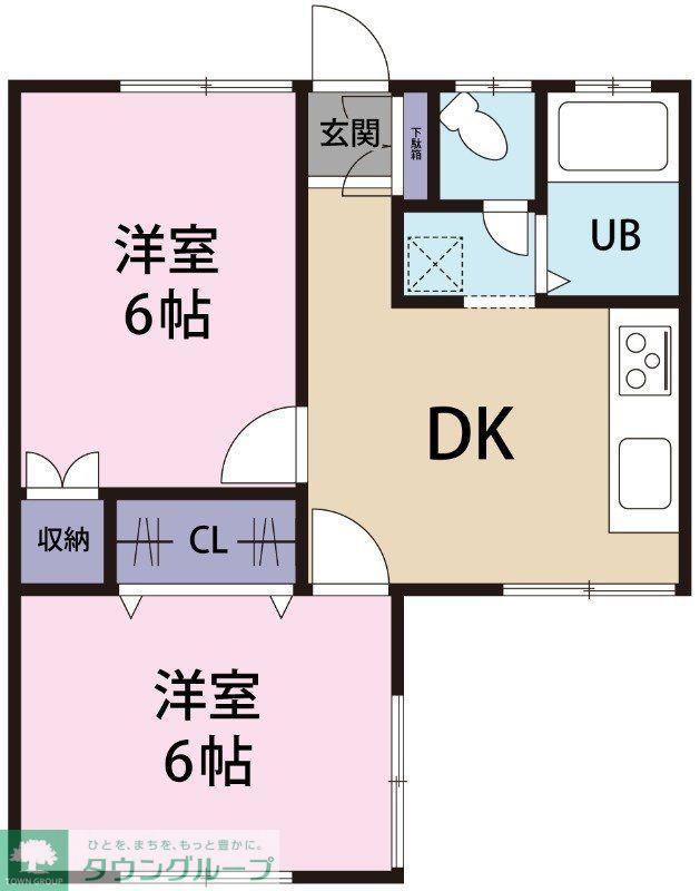 ハイツ白百合II(2DK/1階)の間取り写真