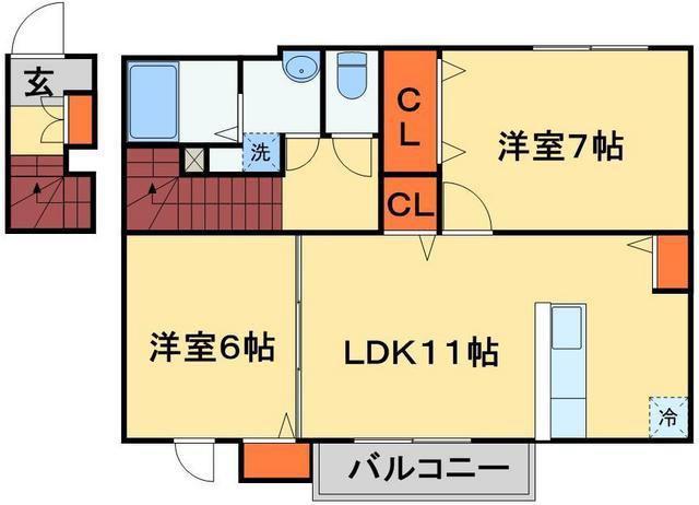 東武野田線 塚田駅 徒歩18分 2階建 築16年(2LDK/1階)の間取り写真