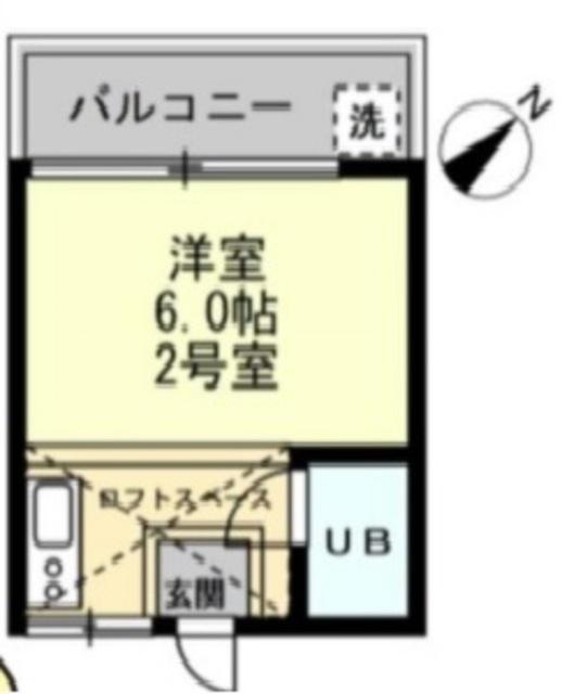 ヒルサイド(ワンルーム/2階)の間取り写真
