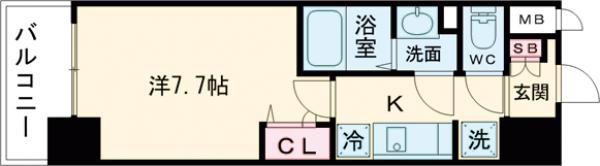 SOPHIA COURT鳳(1K/7階)の間取り写真