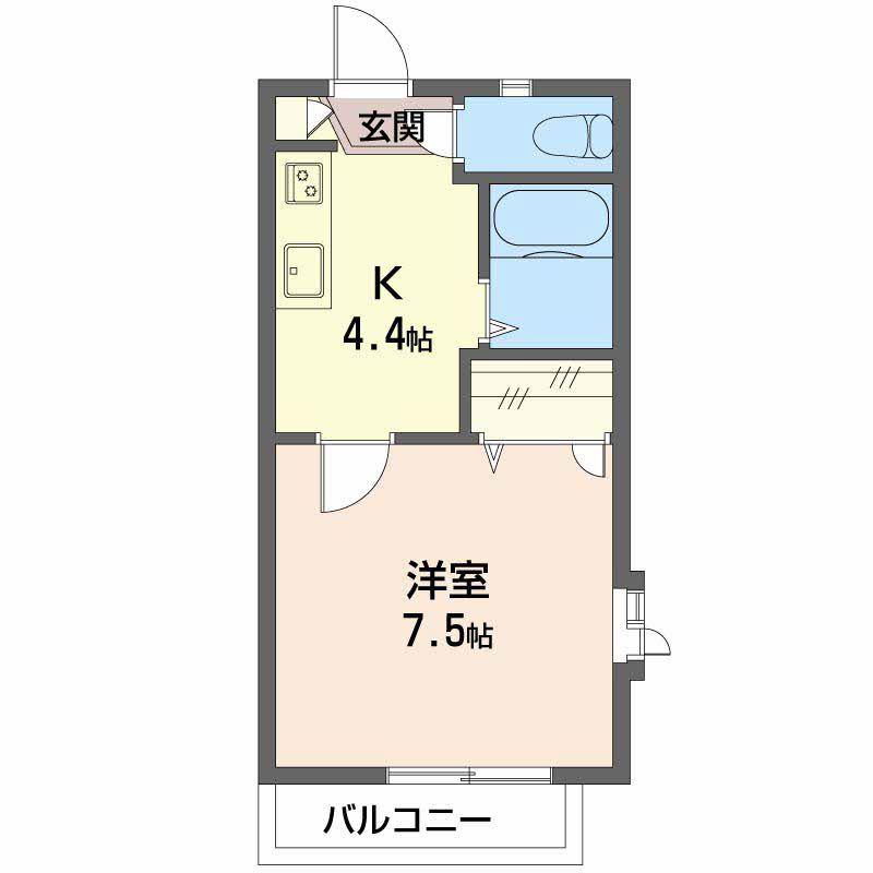 フレグランスしん(1K/2階)の間取り写真