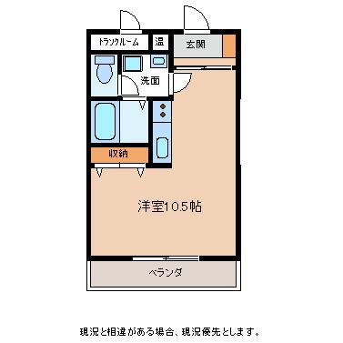 マンション仁木(ワンルーム/3階)の間取り写真