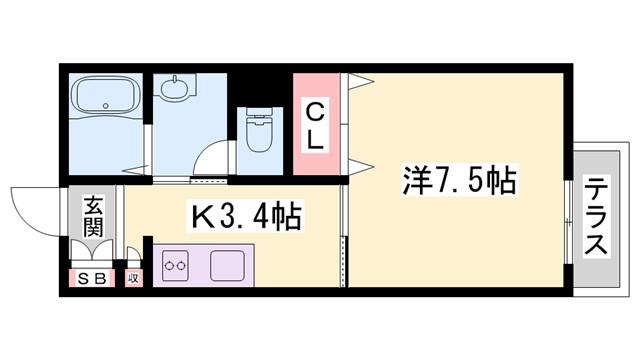 IN STAGE繁昌I A棟(1K/1階)の間取り写真