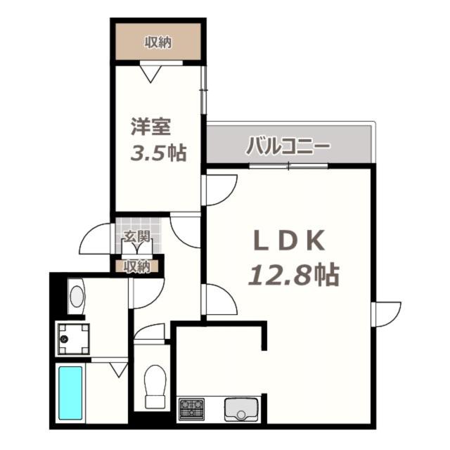 LA MAISON VERTE 西田辺(1LDK/1階)の間取り写真