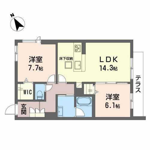ヴェネ・シャルム(2LDK/1階)の間取り写真