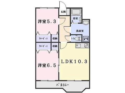 メイプル・ヴィレッジ(2LDK/2階)の間取り写真
