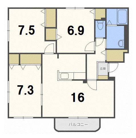 カームフレーシュ(3LDK/1階)の間取り写真