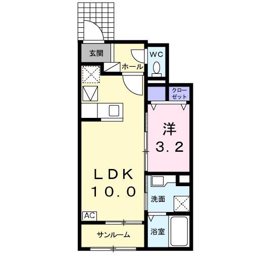 コクテール(1LDK/1階)の間取り写真