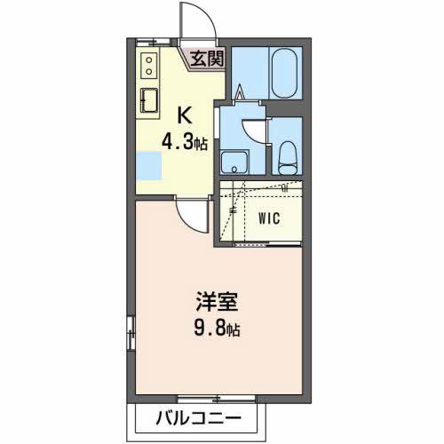VILLA中島(1K/2階)の間取り写真
