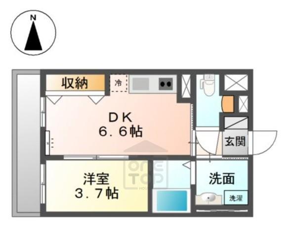 COZY豊中蛍池(1DK/4階)の間取り写真